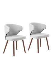 Living and Home Set of 2 Upholstered Dining Chairs in Grey - thumbnail 2