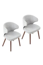 Living and Home Set of 2 Upholstered Dining Chairs in Grey
