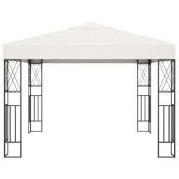 Berkfield Home Gazebo with LED String Lights 3x3 m Cream Fabric in Beige - thumbnail 4
