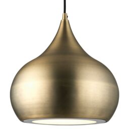 Loops LED Ceiling Pendant Light 18W Cool White Bulb Matt Brass Hanging Dome Shade
