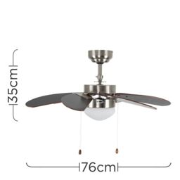 "ValueLights Typhoon 30"" 6 Blade Chrome & Black Ceiling Light Fan in Silver" - thumbnail 6