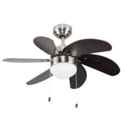"ValueLights Typhoon 30"" 6 Blade Chrome & Black Ceiling Light Fan in Silver" - thumbnail 3