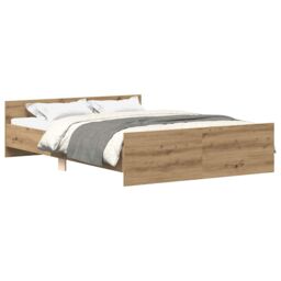 Berkfield Home Bed Frame without Mattress Artisan Oak 120x190cm Engineered Wood in Brown - Size: 120x190 cm - thumbnail 2