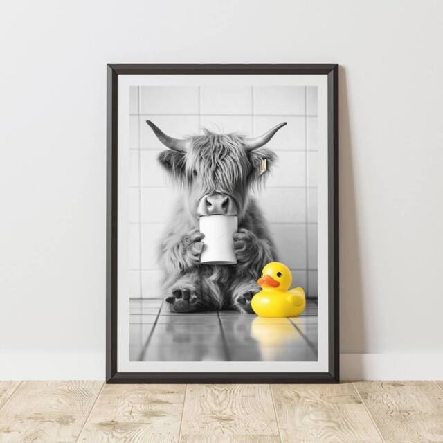 60 SECOND MAKEOVER Funny Highland Cow Toilet Roll Print - Size: A4 - image 1