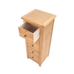 Cabinet Bits Lugo 5 Drawer Narrow Chest of Drawers Brass Knob in Light Brown - thumbnail 4
