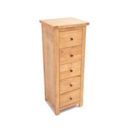 Cabinet Bits Lugo 5 Drawer Narrow Chest of Drawers Brass Knob in Light Brown - thumbnail 3