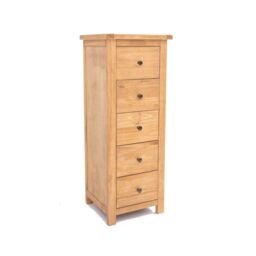 Cabinet Bits Lugo 5 Drawer Narrow Chest of Drawers Brass Knob in Light Brown - thumbnail 2