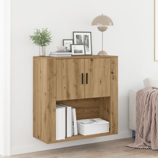 Berkfield Home Wall Cabinet Artisan Oak 80x33x80 cm Engineered Wood in Brown - Size: 80 x 33 x 80 cm - image 1