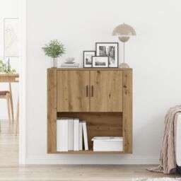 Berkfield Home Wall Cabinet Artisan Oak 80x33x80 cm Engineered Wood in Brown - Size: 80 x 33 x 80 cm - thumbnail 4