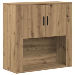 Berkfield Home Wall Cabinet Artisan Oak 80x33x80 cm Engineered Wood in Brown - Size: 80 x 33 x 80 cm - thumbnail 2