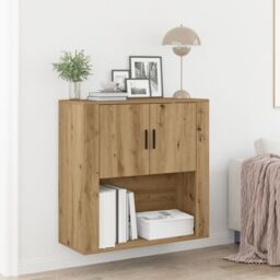 Berkfield Home Wall Cabinet Artisan Oak 80x33x80 cm Engineered Wood in Brown - Size: 80 x 33 x 80 cm - thumbnail 1