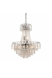 Netlighting Amadis 6 Light Ceiling Pendant Chrome Clear Faceted Glass Beads E14 in Grey - thumbnail 1