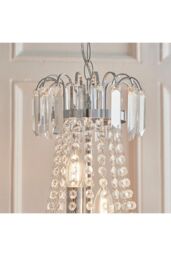 Netlighting Amadis 6 Light Ceiling Pendant Chrome Clear Faceted Glass Beads E14 in Grey - thumbnail 3