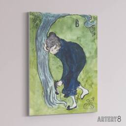 "Artery8 The False Step Watercolour Painting Bonnard Canvas Wall Art in Green - Size: W18"" x H24""" - thumbnail 2