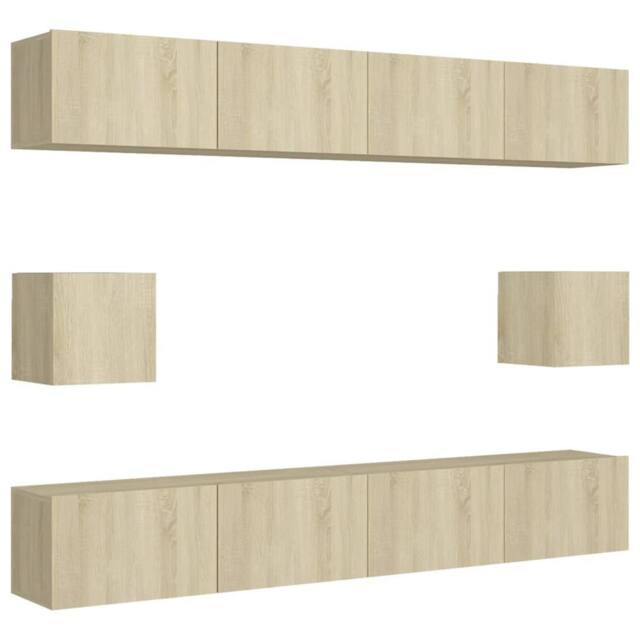 Berkfield Home 6 Piece TV Cabinet Set Sonoma Oak Engineered Wood in Light Oak - image 1