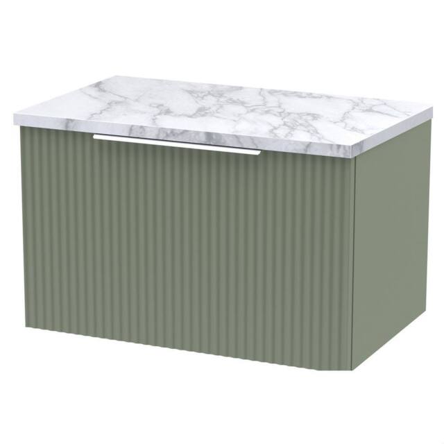 Balterley Tixall Fluted 1 Drawer Wall Hung Vanity Unit, Satin Green, 600mm in Green - image 1