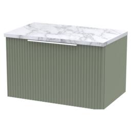 Balterley Tixall Fluted 1 Drawer Wall Hung Vanity Unit, Satin Green, 600mm in Green - thumbnail 1
