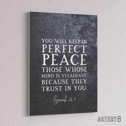 "Artery8 Isaiah 26 3 Perfect Peace In You Bible Quote Canvas Wall Art Print in Grey - Size: W24"" x H32""" - thumbnail 2