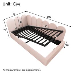 Matteo Upholstered Daybed Bed With Storage, Ottoman Bed 3FT Single Sofa Bed in Pink - thumbnail 2