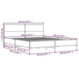 Berkfield Home Bed Frame without Mattress Smoked Oak 140x200 cm in Brown - thumbnail 9