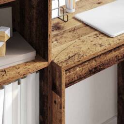 Berkfield Home Rustic Writing Desk Old Wood Particle Board Small Storage in Brown - thumbnail 4