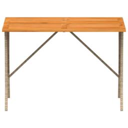 Berkfield Home Garden Table with Acacia Wood Top Beige 105x75x72 cm Poly Rattan - Size: 105 x 75 x 72 cm - thumbnail 5