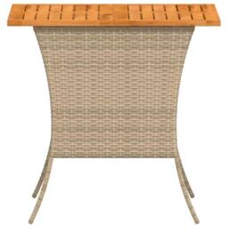 Berkfield Home Garden Table with Acacia Wood Top Beige 105x75x72 cm Poly Rattan - Size: 105 x 75 x 72 cm - thumbnail 6