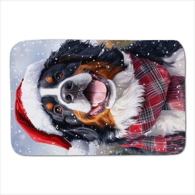 Warren Reed - Designer Christmas Bernese Mountain Dog Sherpa Blanket in Black - Size: Large - image 1
