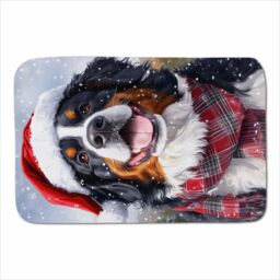 Warren Reed - Designer Christmas Bernese Mountain Dog Sherpa Blanket in Black - Size: Large - thumbnail 1