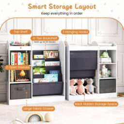 Gymax 4-Tier Toy Storage Organizer Bookshelf With Full-Length Mirror in White - thumbnail 6