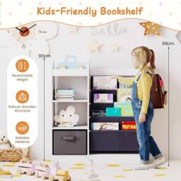 Gymax 4-Tier Toy Storage Organizer Bookshelf With Full-Length Mirror in White - thumbnail 8