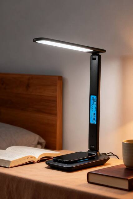 Living and Home Dimmable LED Desk Lamp with Wireless Charger in Black - image 1