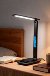 Living and Home Dimmable LED Desk Lamp with Wireless Charger in Black - thumbnail 1