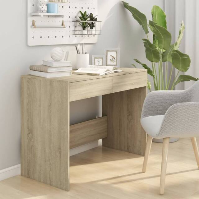 Berkfield Home Sturdy Desk Sonoma Oak 101x50x76.5 cm Engineered Wood in Beige - image 1