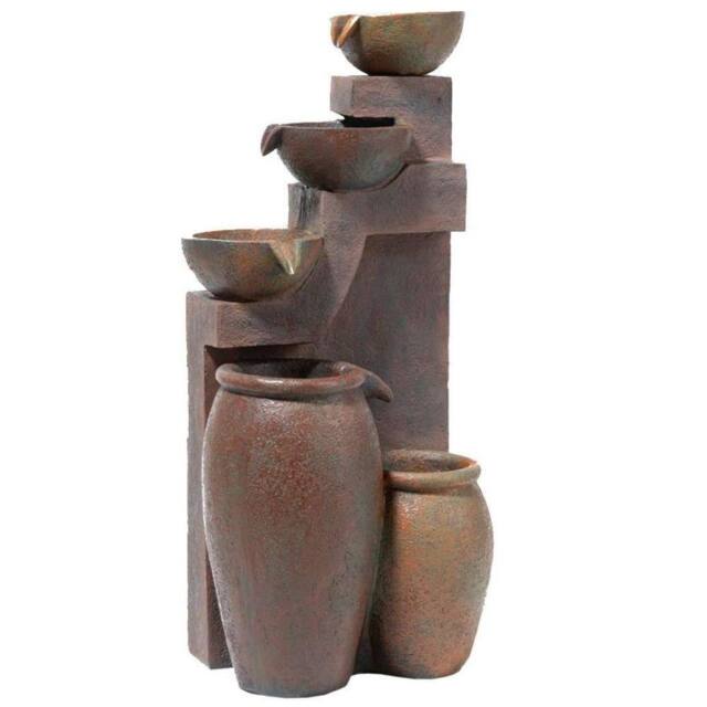 Primrose Tiered Cascading Bowls Jars Water Feature Quito 4 Tier Lights 101cm in Bronze - image 1