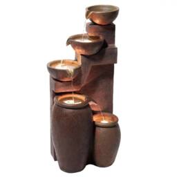 Primrose Tiered Cascading Bowls Jars Water Feature Quito 4 Tier Lights 101cm in Bronze - thumbnail 2