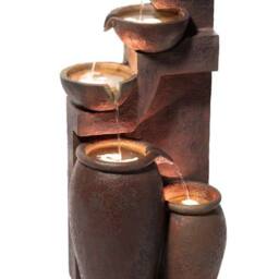 Primrose Tiered Cascading Bowls Jars Water Feature Quito 4 Tier Lights 101cm in Bronze - thumbnail 3