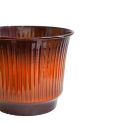 Ivyline Jasper Metal Ribbed Tapered Burnt Orange Planter Set of 4 - thumbnail 4