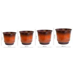 Ivyline Jasper Metal Ribbed Tapered Burnt Orange Planter Set of 4 - thumbnail 3