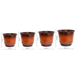 Ivyline Jasper Metal Ribbed Tapered Burnt Orange Planter Set of 4 - thumbnail 5