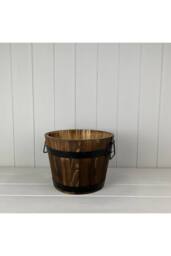 KDMD Wooden Barrel with 2 Metal Bands & Handles - 18mm in Brown