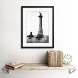 "Artery8 Vintage Photo Eddystone Lighthouse Plymouth 12x16"" Framed Art Print in Grey - Size: W12"" x H16""" - thumbnail 2