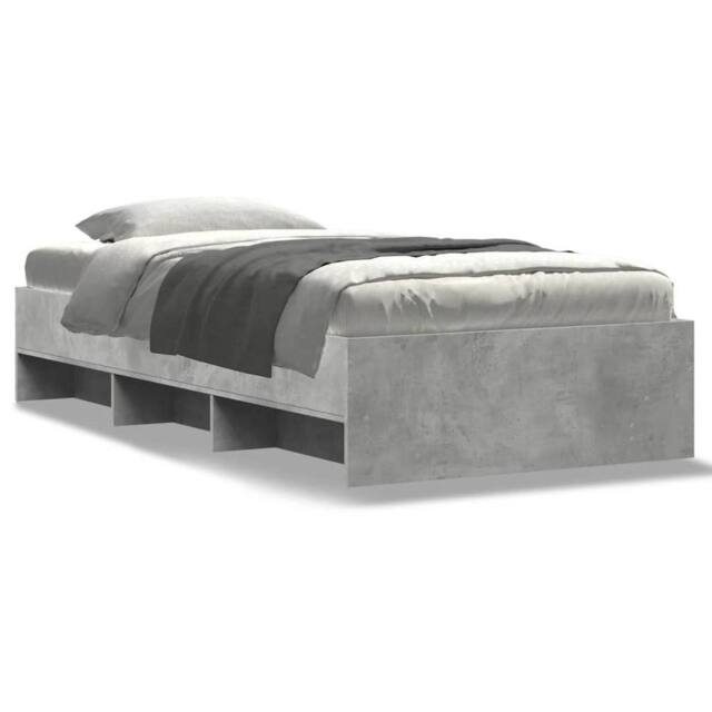 Berkfield Home Bed Frame without Mattress Concrete Grey 90x200cm Engineered Wood - Size: 90x200 cm - image 1