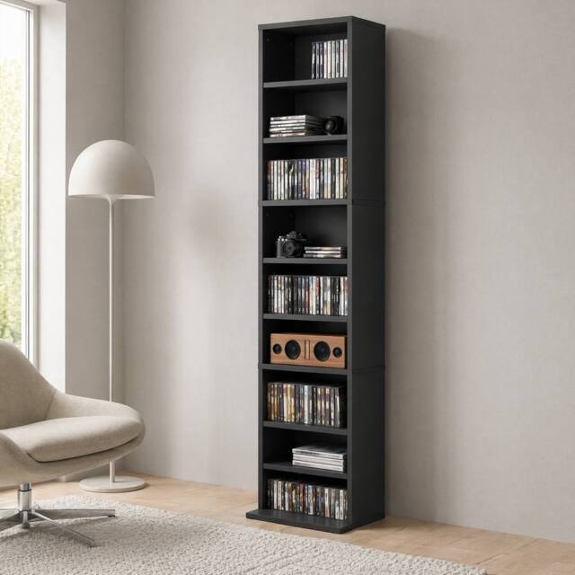 STILVORA Media Storage Unit with Adjustable Shelves Black - image 1