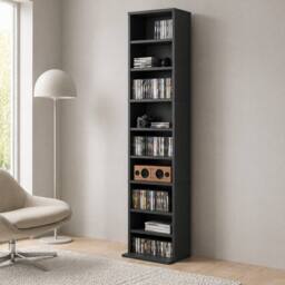 STILVORA Media Storage Unit with Adjustable Shelves Black - thumbnail 1