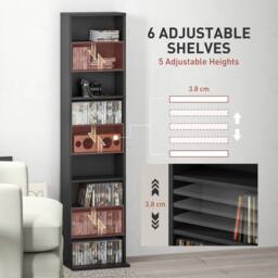 STILVORA Media Storage Unit with Adjustable Shelves Black - thumbnail 7