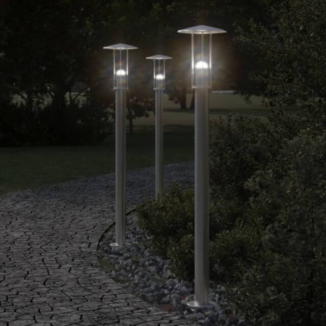 Berkfield Home Outdoor Floor Lamps 3pcs Silver 100 cm Stainless Steel - image 1