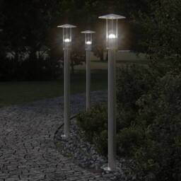 Berkfield Home Outdoor Floor Lamps 3pcs Silver 100 cm Stainless Steel - thumbnail 1