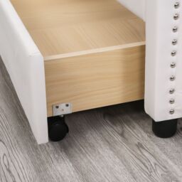 Matteo Upholstered Bed with Slatted Frame, 2 Drawers in White - Size: Double - thumbnail 5