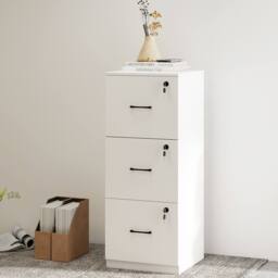 Levede 3 Lockable Drawers Wooden File Cabinet Modern Home Office Storage in White - thumbnail 3